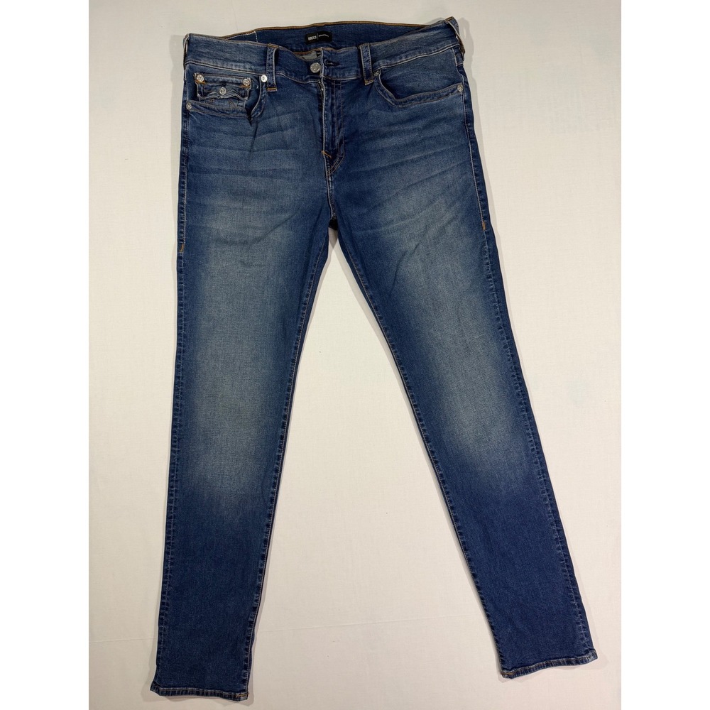 True Religion Rocco Relaxed Skinny Blue Denim Jeans Mens 38 Flap Pocket